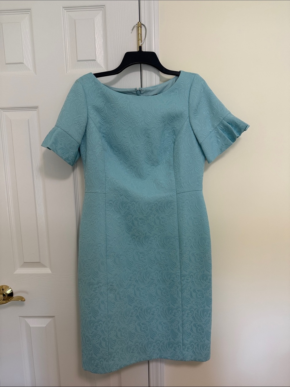 Talbots Aqua Textured Midi Sheath Dress